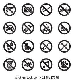 Forbidden Signs Icons. Black Scribble Design. Vector Illustration.