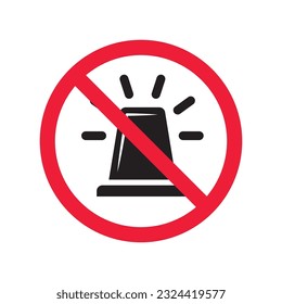 Forbidden siren icon. No siren vector sign. Prohibited siren warning restriction. No siren caution icon. EPS 10 flat attention symbol pictogram