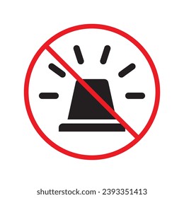 Verbotene Sirenen-Ikone. Kein Sirenenvektorzeichen. Verbotene Sirenenwarneinschränkung. Keine Vorsicht. Piktogramm mit flacher Aufmerksamkeit UX UI Symbol