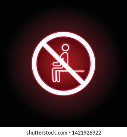 Forbidden sitting icon in red neon style. Can be used for web, logo, mobile app, UI, UX 