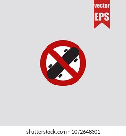 Forbidden skateboard icon in trendy isolated on grey background.Vector illustration.