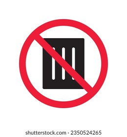 Forbidden skyscraper vector icon. Warning, caution, attention, restriction, label, ban, danger. No building flat sign design pictogram symbol. No city building icon