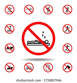Icono de sueño prohibido. set se puede usar para web, logo, aplicación móvil, UI, UX