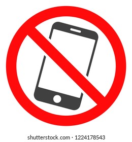 Forbidden smartphone icon on a white background. Isolated forbidden smartphone symbol with flat style.