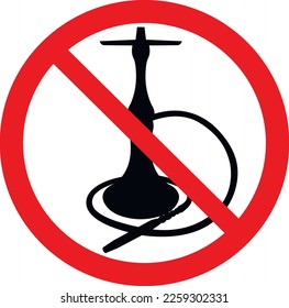 Está prohibido fumar narguile. Icono del dispositivo de fumar. Ilustración vectorial aislada en fondo blanco.