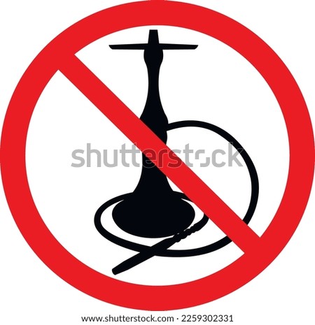 It is forbidden to smoke hookah. Smoking device icon. Vector illustration isolated on white background.