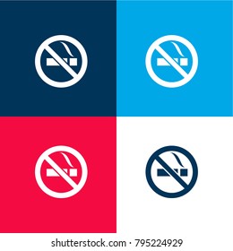 Forbidden Smoking Signal Four Color Material And Minimal Icon Logo Set In Red And Blue