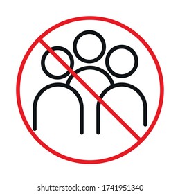 Forbidden social meeting line bicolor style icon design of Medical care and covid 19 virus theme Vector illustration