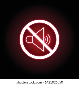 Forbidden sound icon in red neon style. Can be used for web, logo, mobile app, UI, UX 