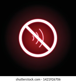 Forbidden sound icon in red neon style. Can be used for web, logo, mobile app, UI, UX 