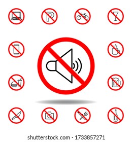 Forbidden sound icon. set can be used for web, logo, mobile app, UI, UX