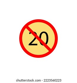 Forbidden speed 20 icon can be used for web, logo, mobile app, UI, UX