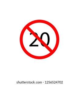 Forbidden speed 20 icon on white background can be used for web, logo, mobile app, UI, UX 