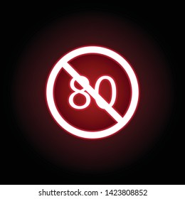 Forbidden speed 80 icon in red neon style. can be used for web, logo, mobile app, UI, UX 