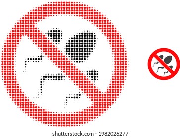Forbidden sperm halftone dotted icon illustration. Halftone pattern contains circle elements. Vector illustration of forbidden sperm icon on a white background.