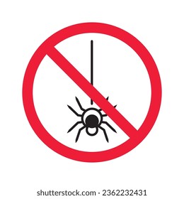 Forbidden spider icon. No bugs icon. Prohibited insects vector icon. Warning, caution, attention, restriction, danger flat sign design. Warning wild insect sign