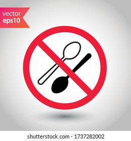 Forbidden spon vector icon. Prohibited Warning, caution, attention, restriction label danger. No spoon flat sign design. Do not use spoon symbol pictogram