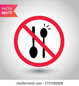 Forbidden spon vector icon. Prohibited Warning, caution, attention, restriction label danger. No spoon flat sign design. Do not use spoon symbol pictogram