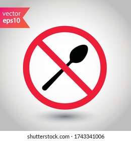 Forbidden spon vector icon. Prohibited Warning, caution, attention, restriction label, ban,  danger. No spoon flat sign design. Do not use spoon symbol pictogram