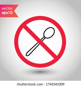 Forbidden spon vector icon. Prohibited Warning, caution, attention, restriction label, ban,  danger. No spoon flat sign design. Do not use spoon symbol pictogram