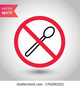 Forbidden spon vector icon. Prohibited Warning, caution, attention, restriction label, ban,  danger. No spoon flat sign design. Do not use spoon symbol pictogram