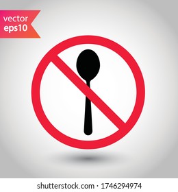 Forbidden spon vector icon. Prohibited Warning, caution, attention, restriction label, ban,  danger. No spoon flat sign design. Do not use spoon symbol pictogram