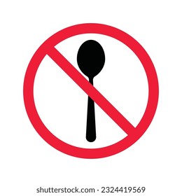 Forbidden spoon vector icon. Prohibited Warning, caution, attention, restriction label danger. No spoon flat sign design. Do not use spoon symbol pictogram