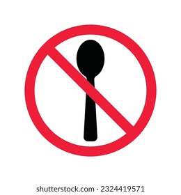 Forbidden spoon vector icon. Prohibited Warning, caution, attention, restriction label danger. No spoon flat sign design. Do not use spoon symbol pictogram