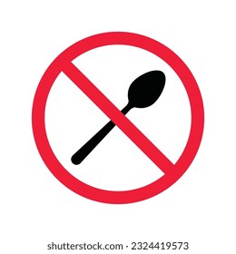 Forbidden spoon vector icon. Prohibited Warning, caution, attention, restriction label danger. No spoon flat sign design. Do not use spoon symbol pictogram