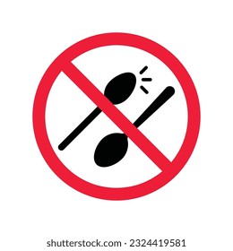 Forbidden spoon vector icon. Prohibited Warning, caution, attention, restriction label danger. No spoon flat sign design. Do not use spoon symbol pictogram