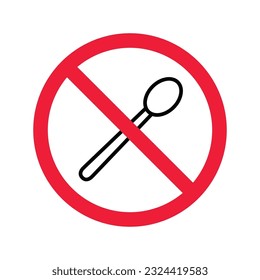 Forbidden spoon vector icon. Prohibited Warning, caution, attention, restriction label danger. No spoon flat sign design. Do not use spoon symbol pictogram