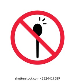 Forbidden spoon vector icon. Prohibited Warning, caution, attention, restriction label danger. No spoon flat sign design. Do not use spoon symbol pictogram