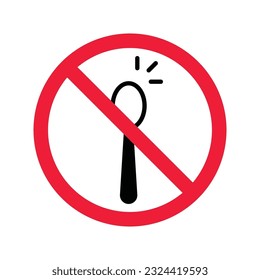 Forbidden spoon vector icon. Prohibited Warning, caution, attention, restriction label danger. No spoon flat sign design. Do not use spoon symbol pictogram