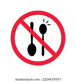 Forbidden spoon vector icon. Prohibited Warning, caution, attention, restriction label danger. No spoon flat sign design. Do not use spoon symbol pictogram