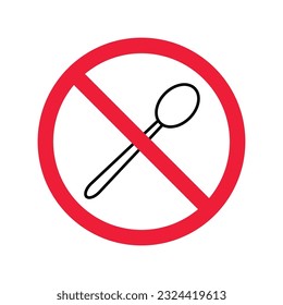 Forbidden spoon vector icon. Prohibited Warning, caution, attention, restriction label danger. No spoon flat sign design. Do not use spoon symbol pictogram