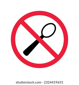 Forbidden spoon vector icon. Prohibited Warning, caution, attention, restriction label danger. No spoon flat sign design. Do not use spoon symbol pictogram