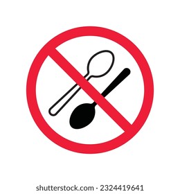 Forbidden spoon vector icon. Prohibited Warning, caution, attention, restriction label danger. No spoon flat sign design. Do not use spoon symbol pictogram