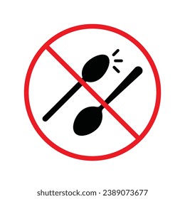 Forbidden spoon vector icon. Prohibited Warning, caution, attention, restriction label danger. No spoon flat sign design. Do not use spoon symbol pictogram. UX UI icon