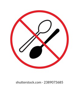 Forbidden spoon vector icon. Prohibited Warning, caution, attention, restriction label danger. No spoon flat sign design. Do not use spoon symbol pictogram. UX UI icon