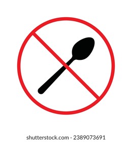 Forbidden spoon vector icon. Prohibited Warning, caution, attention, restriction label danger. No spoon flat sign design. Do not use spoon symbol pictogram. UX UI icon