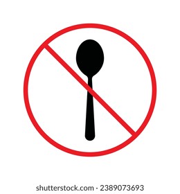 Forbidden spoon vector icon. Prohibited Warning, caution, attention, restriction label danger. No spoon flat sign design. Do not use spoon symbol pictogram. UX UI icon