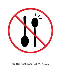 Forbidden spoon vector icon. Prohibited Warning, caution, attention, restriction label danger. No spoon flat sign design. Do not use spoon symbol pictogram. UX UI icon