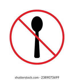 Forbidden spoon vector icon. Prohibited Warning, caution, attention, restriction label danger. No spoon flat sign design. Do not use spoon symbol pictogram. UX UI icon