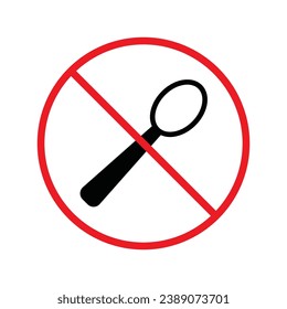 Forbidden spoon vector icon. Prohibited Warning, caution, attention, restriction label danger. No spoon flat sign design. Do not use spoon symbol pictogram. UX UI icon