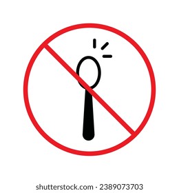 Forbidden spoon vector icon. Prohibited Warning, caution, attention, restriction label danger. No spoon flat sign design. Do not use spoon symbol pictogram. UX UI icon