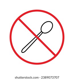 Forbidden spoon vector icon. Prohibited Warning, caution, attention, restriction label danger. No spoon flat sign design. Do not use spoon symbol pictogram. UX UI icon