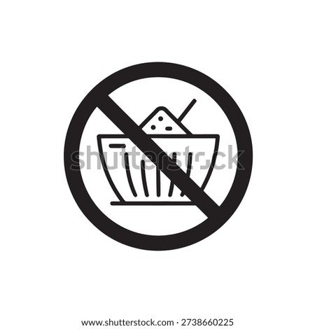 Forbidden sugar symbol, diet restriction, healthy food warning