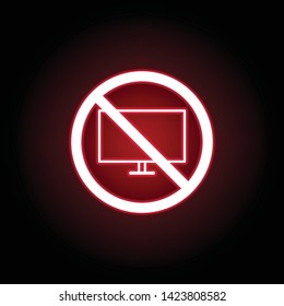 Forbidden television icon in red neon style. can be used for web, logo, mobile app, UI, UX 