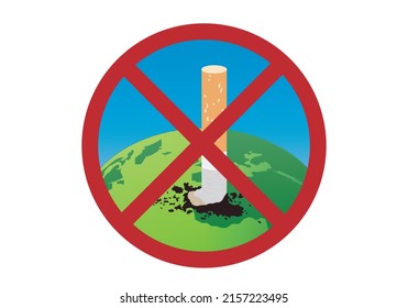 
Forbidden to throw cigarette butts on planet Earth. Ecology. Tobacco