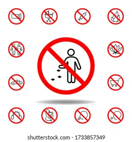 Forbidden throw garbage icon. set can be used for web, logo, mobile app, UI, UX
